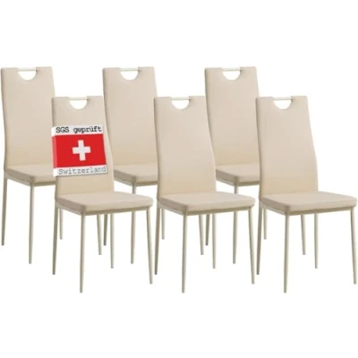 Afbeelding van ALBATROS Eetkamerstoel Salerno Set Stijlvol Italiaans Ontwerp, Kunstleer Bekleding, Comfortabele Gestoffeerde Stoel Moderne Keukenstoel, of Eettafelstoel