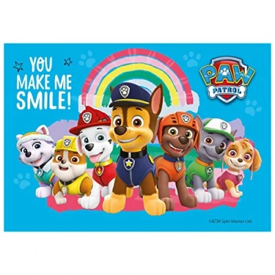 Afbeelding van Dekora Patrouille Patrol Eetbare wafel Verjaardagstaartdecoratie Kinderfiguren: Chase, Marshall, Skye, Everest en Rubble voor vierkante A5 taart
