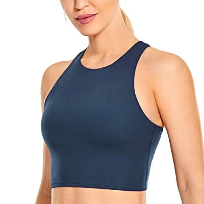 Afbeelding van CRZ Yoga Butterluxe Dames Y rug Hoge Nek Palangra Sportbeha Gewatteerde Tanktops, Echte marine