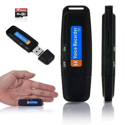Afbeelding van spraakrecorder, mini HD, draagbaar, 32 GB, audio dicteerapparaat voor vergaderingen, interviews, conferenties, digitale USB spionerecorder met geheugen + 100 uur opnametijd