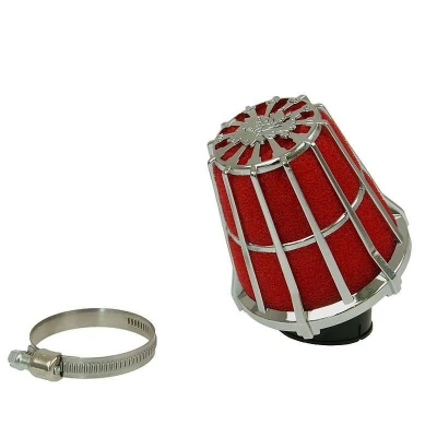 Afbeelding van Malossi Racing luchtfilter met rood chroom rooster 38 mm