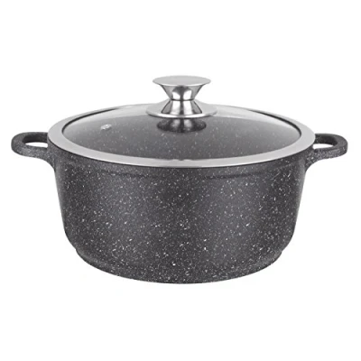 Image de Kamberg Poêle 28 cm Manche Amovible Fonte d&#039;Aluminium Revêtement type pierre Tous feux dont induction Sans PFOA