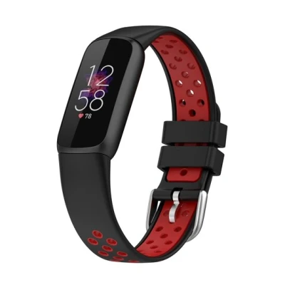 Afbeelding van Fitbit Luxe Siliconen sportbandje Maat: Large Zwart + rood