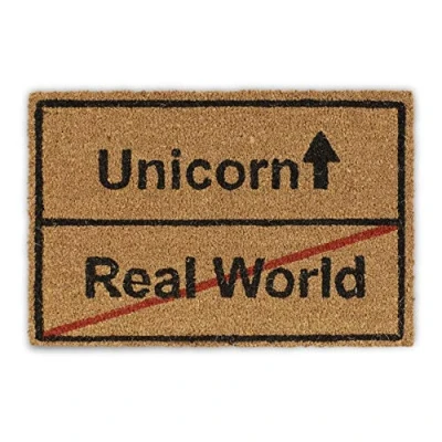 Afbeelding van Relaxdays kokosmat Unicorn deurmat schoonloopmat kokosvezels PVC naturel zwart
