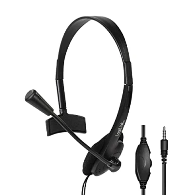 Image de LogiLink Casque mono, avec microphone, prise jack 3,5 mm