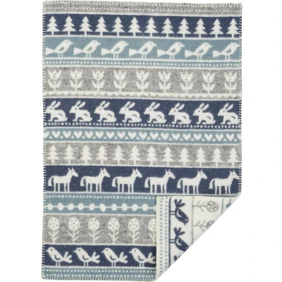 Afbeelding van Wiegdeken Wol Nature Blauw/Grijs 65 x 90 cm Klippan