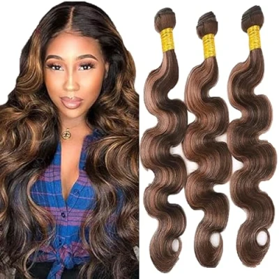 Afbeelding van Tuheerst Human Hair Bundels Body Wave Braziliaanse Menselijk Haar Natuurlijke Bruin Extension Echt Weven 3 Remy 16 Inch