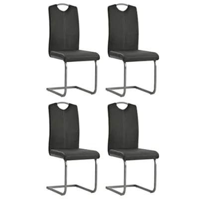 Image de vidaXL Chaises à manger cantilever lot de 4 gris similicuir246192