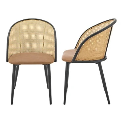 Afbeelding van Eetkamerstoel Gagnef set van 2 bruin en zwart 82x56x55 cm