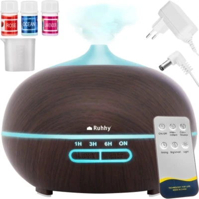 Afbeelding van Ruhhy Aroma Diffuser 400ml Luchtbevochtiger met Ionisator en LED Lamp
