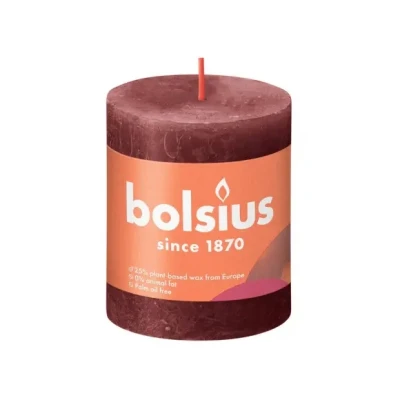 Afbeelding van Rustiek Shine stompkaars 80/68 Velvet Red Bolsius