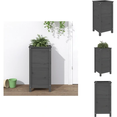 Afbeelding van Plantenbak 40x40x78 cm massief grenenhout grijs