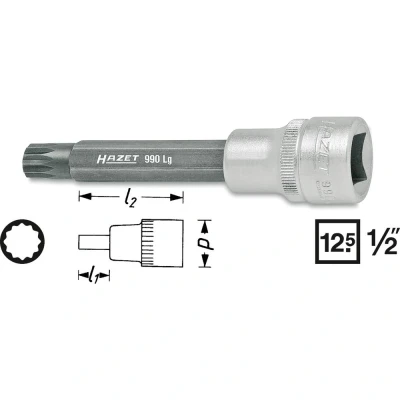 Afbeelding van HAZET 990LG 6 Steeksleutelelement M6 XZN gekarteld