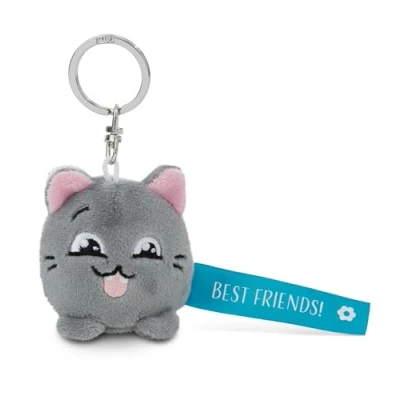 Afbeelding van sleutelhanger kat &quot;Best Friend! 5cm grijs een trouwe metgezel voor rugzak of tas, groot en klein 62056