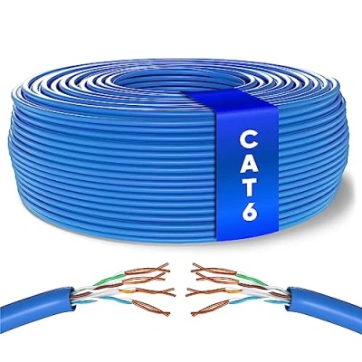 Afbeelding van Mr. Tronic 50 m netwerkkabel Ethernet kabel installatiekabel CAT6, AWG24, CCA, UTP, RJ45 LAN Gigabit High Speed Internet PC, switch, router, modem, schakelaar (50 m, blauw)