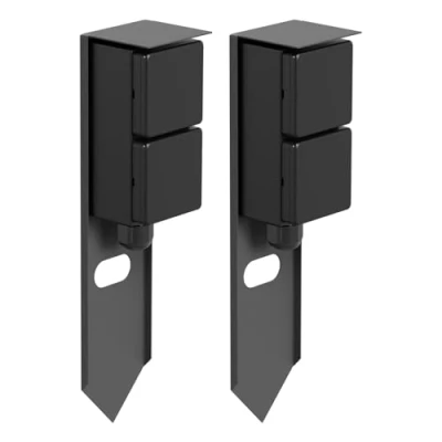 Afbeelding van ledscom.de PIWI Tuincontactdoos zuil met grondpen voor buiten, 2 stuks, IP44, voudig, roestvrij staal, kunststof, antraciet, vierkant, 30 cm