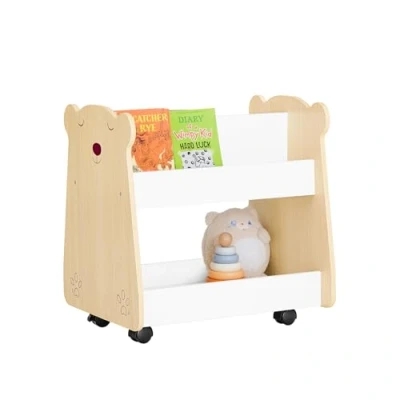 Afbeelding van SoBuy Boekenrek voor kinderen, speelgoedrek, boekenkast met wielen kinderkamer en speelkamer, opbergmeubel design speelgoed boeken, 50 x 40 53 cm KMB103 WN