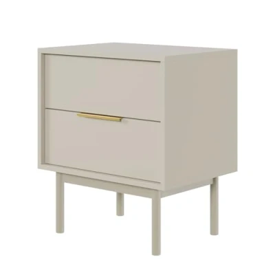 Afbeelding van Selsey VIVIARO Nachtkastje met twee lades 54 cm Grijsbeige
