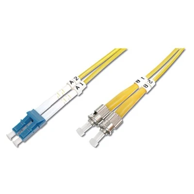 Image de DIGITUS Cordon de raccordement mode unique ST (M) pour LC 5 m fibre optique duplex 9 / 125 micromètres OS2 sans halogène jaune