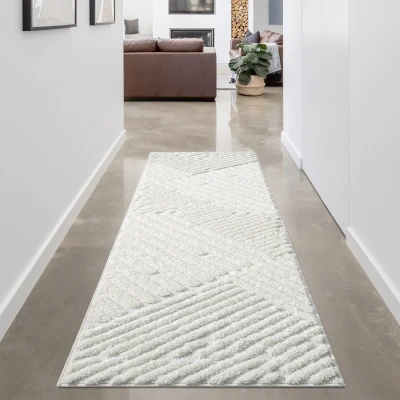 Afbeelding van Vloerkleed Focus Feel Hoogpolig Fluffy Scandinavisch Creme 80x300 CM