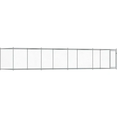 Afbeelding van vidaXL Hondenhok met deur 8x2x1,5 m gegalvaniseerd staal grijs
