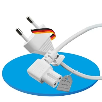 Afbeelding van Sonero® Europese stroomkabel voor huishoudelijke apparaten 90 Euro stekker naar IEC bus C7 2,00 m zwart