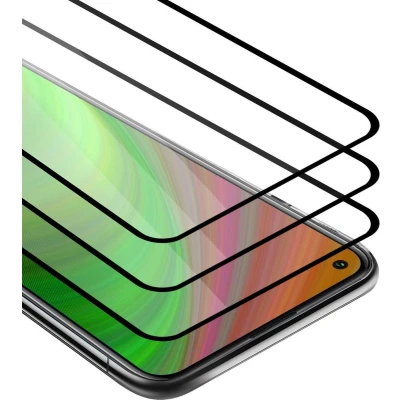 Afbeelding van Cadorabo 3x Screenprotector geschikt voor Motorola MOTO G9 PLUS Volledig scherm pantserfolie Beschermfolie in TRANSPARANT met ZWART Getemperd (Tempered) Display beschermend glas 9H hardheid 3D Touch