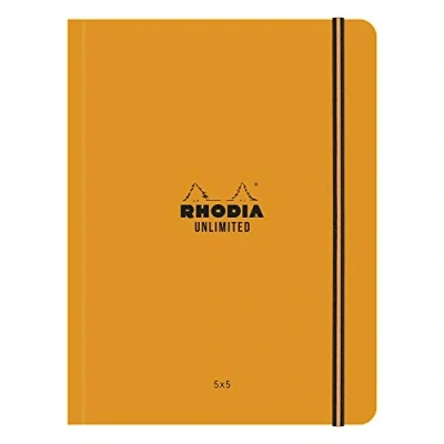 Afbeelding van RHODIA 118758C elastisch notitieboek Unlimited oranje A5 16 x 21 cm kleine ruitjes 120 afneembare pagina&#039;s wit Clairefontaine papier 80 g/m² fluweelzachte omslag