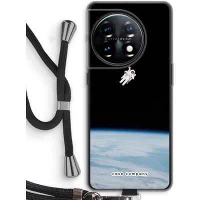 Afbeelding van Case Company® hoesje met Koord geschikt voor OnePlus 11 Alone in Space Telefoonhoesje Zwart Bescherming aan alle Kanten en Over de Schermrand