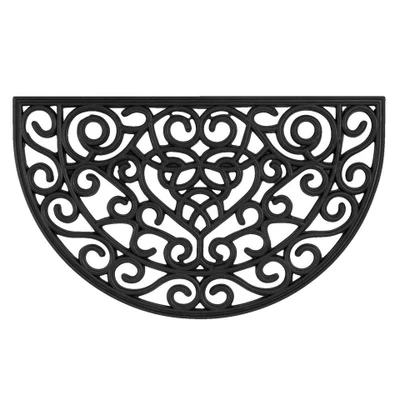 Afbeelding van Mat Country halfrond Zwart 45x75 cm Rubber