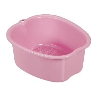 Afbeelding van Relaxdays voetenbad met noppen voetbadje ophangoogje voetmassagebad kunststof roze
