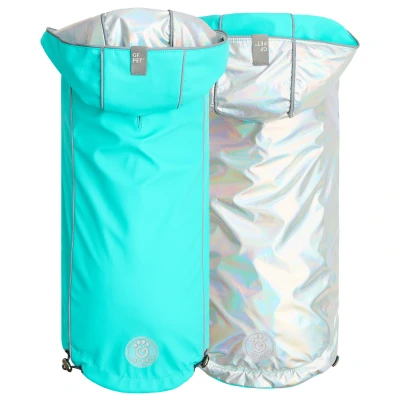 Afbeelding van GF Pet Reversible Raincoat Regenjas Hond Waterdichte Hondenkleding Maat M Hondenjas Ruglengte 38cm Neon Geel met Tie Dye