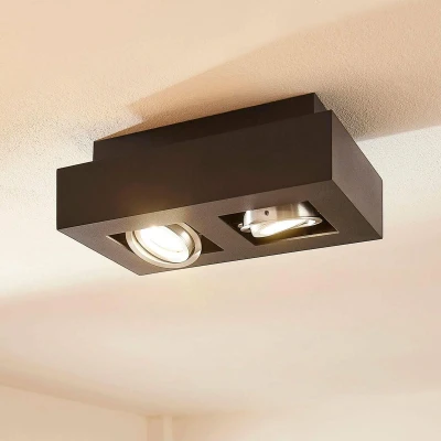 Afbeelding van Arcchio plafondlamp 2lichts aluminium H: 8.5 cm GU10 zwart