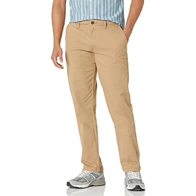 Image de Amazon Essentials Pantalon chino extensible décontracté pour homme, coupe droite, marron kaki foncé, 106,7 x 71,1 cm (l L)