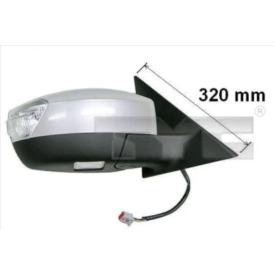 Afbeelding van Buitenspiegel Tyc 310 0126 Links Met grondlaag voor elek. spiegelverstelling, Elektrisch inklapbaar, Te verwarmen FORD: S Max Mk1