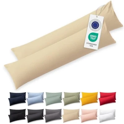 Afbeelding van Blumtal Set Van 2 Kussenslopen Superzachte Premium Jersey Kussenhoes 100% Katoen 40 x 145 cm Crème