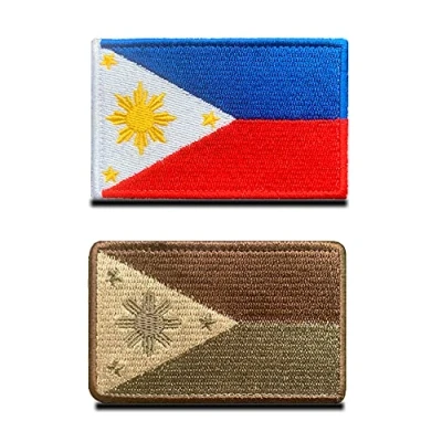 Afbeelding van 2 Stuks Filippijnse Vlag Tactische Patch Militaire Embleem Applique Sluiting Haak en Gesp voor Hoed Rugzak Jassen Jeans Kleding Uniform Vest