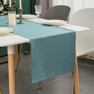 Afbeelding van Simurq Moderne tafelloper afwasbaar waterdicht lotuseffect voor buiten onderhoudsvriendelijk en vuilafstotend blauw 30 x 140 cm