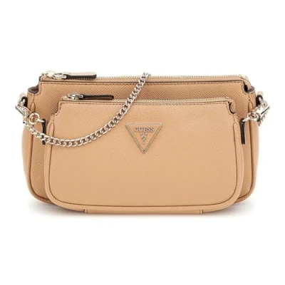 Afbeelding van GUESS Noelle Double Pouch Crossbody Beige, Beige