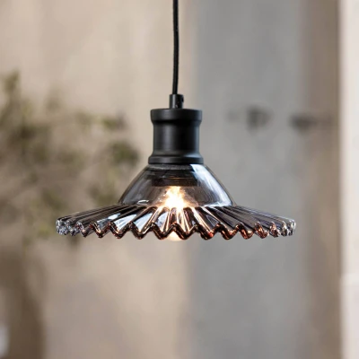 Afbeelding van Hanglamp Novia, zwart rookglas 1 lamp Ø 21,5 cm stekker