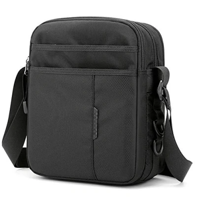 Afbeelding van SPAHER heren handtas schoudertas nylon tas Messenger Bag zakelijke crossbody reistas werk en school, zwart.,