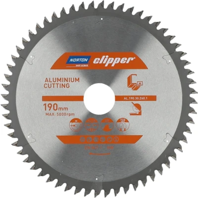 Afbeelding van Norton Clipper Aluminium Verstekzaagblad TCG Neg 190mm 60 tanden Voor Cirkelzagen en Afkortzagen