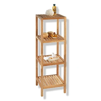 Afbeelding van WENKO Rek van hout, badkamerrek, Norway, 4 planken, notenhout, 36 x 112 cm