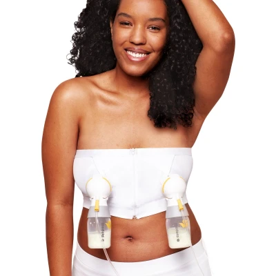 Afbeelding van Medela Hands free™ Kolf bh voor handsfree kolven Easy Expression bustier Stretch Extra zacht Met ritssluiting Wit Maat M