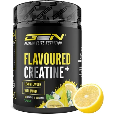 Afbeelding van Gearomatiseerd Creatine Poeder 550g Monohydraat + L Taurine Gemicroniseerde met Aroma Geen Suiker &amp; Top Oplosbaarheid Veganistisch (Citroen)