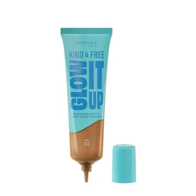 Afbeelding van Rimmel London Kind &amp; Free GLOW IT UP Fond de teint hydratant, 410, Lait, Apaise la peau sensible, Coloré sain et lumineux, Hydrate toute journée, 30 ml