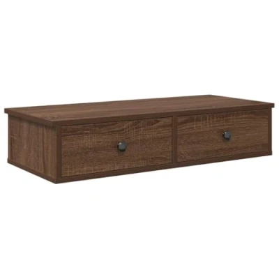 Afbeelding van Wandschap met lades 80x31x17 cm bewerkt hout bruin eikenkleurig