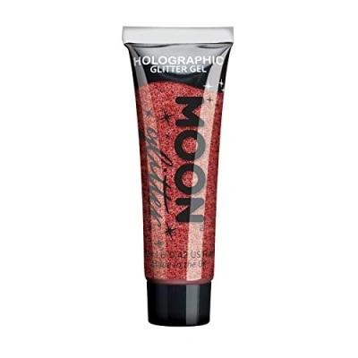 Afbeelding van Moon glitter Holografische gezichts en lichaamsgel 12 ml rood gezicht