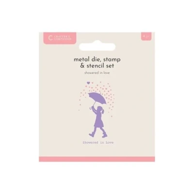 Afbeelding van CC Snijmal/Clearstamp/Stencil Set Silhoutte Showered In Love