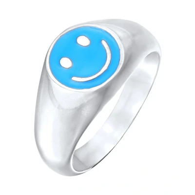 Afbeelding van Kuzzoi Chunky Smile Ring, Heren, Maat: 64, Silber